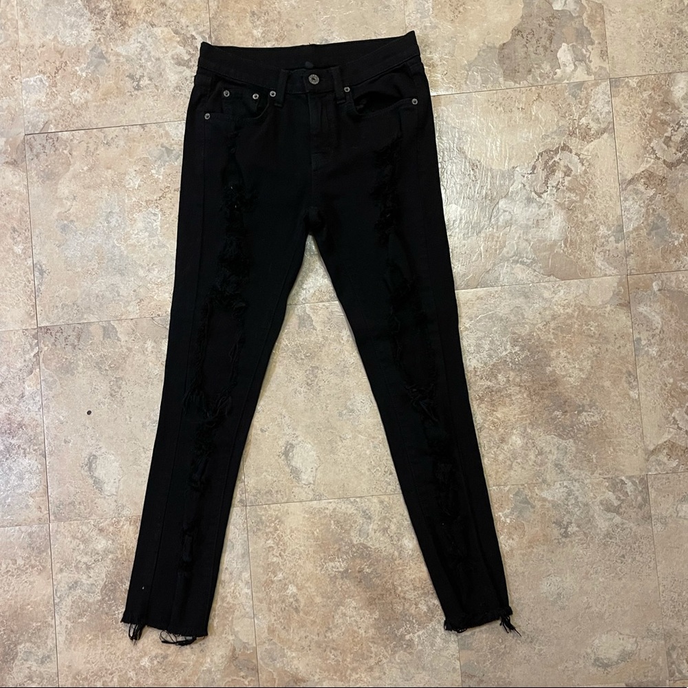 EUC Carmar Distressed Black Jeans